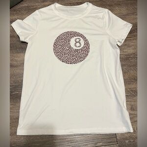 SHEIN White Tee with Leopard Print Circle